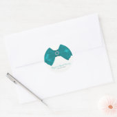 Aqua Blauwgroen lint & diamanten Vrijgezellenfeest Ronde Sticker (Envelop)