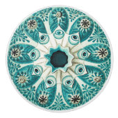  Aqua Blauwgroen Marine Tunicate Illustratie 🌀✨ Keramische Knop (Voorkant)