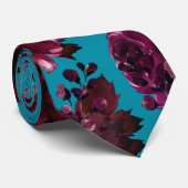 Aqua Blauwgroen Merlot Jewel Tone 2 Bruiloft Stropdas (Opgerold)