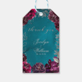 Aqua Blauwgroen Merlot Jewel Tone Bruiloft Cadeaulabel (Voorkant)