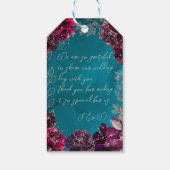 Aqua Blauwgroen Merlot Jewel Tone Bruiloft Cadeaulabel (Achterkant)