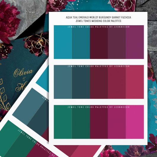 Aqua Blauwgroen Merlot Jewel Tone Bruiloft Kleuren
