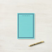 Aqua Blauwgroen met Double Navy Blue Borders Post-it® Notes (Op bureau)