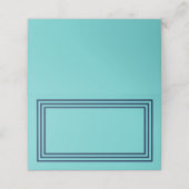 Aqua Blauwgroen met Triple Navy Blue Borders Plaatskaartje (Buitenkant ongevouwen)