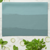 Aqua Blauwgroen Mint Blauw Abstract Stripes Theedoek (Gevouwen)
