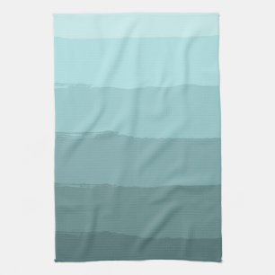 Aqua Blauwgroen Mint Blauw Abstract Stripes Theedoek