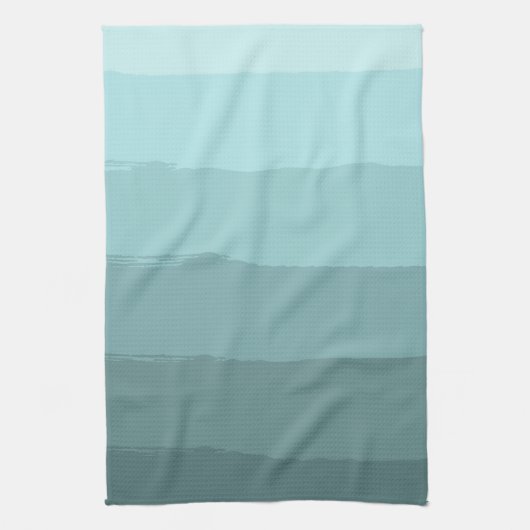 Aqua Blauwgroen Mint Blauw Abstract Stripes Theedoek (Verticaal)