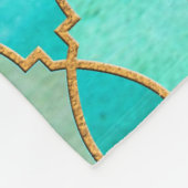 Aqua Blauwgroen Mint Gold Oriental Moroccan Tegel Fleece Deken (Hoek)