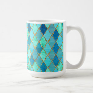 Aqua Blauwgroen Mint Gold Oriental Moroccan Tegel Koffiemok