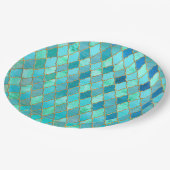 Aqua Blauwgroen Mint Gold Oriental Moroccan Tegel Papieren Bordje (Gekanteld)