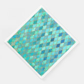 Aqua Blauwgroen Mint Gold Oriental Moroccan Tegel Servet (Hoek)