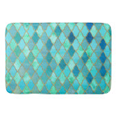 Aqua Blauwgroen Mint Gold Oriental Moroccan Tile Badmat (Voorkant)