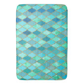Aqua Blauwgroen Mint Gold Oriental Moroccan Tile Badmat (Voorkant Verticaal)