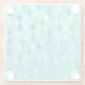 Aqua Blauwgroen Mint Gold Oriental Moroccan Tile Glazen Onderzetter (Achterkant)