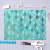 Aqua Blauwgroen Mint Gold Oriental Moroccan Tile Tissuepapier (Craft)