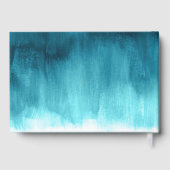 Aqua blauwgroen moderne kunst op maat bruiloft gastenboek (Achterkant)