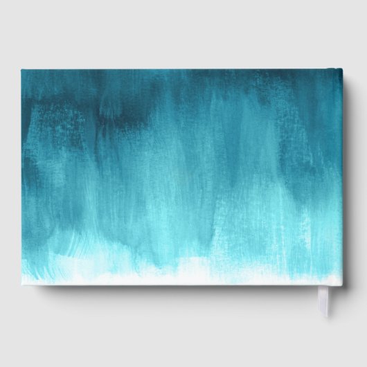 Aqua blauwgroen moderne kunst op maat bruiloft gastenboek (Achterkant)
