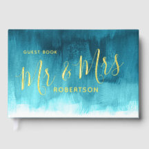 Aqua blauwgroen moderne kunst op maat bruiloft