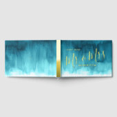 Aqua blauwgroen moderne kunst op maat bruiloft gastenboek (Volledig)