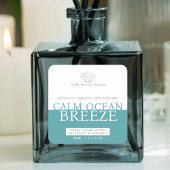 Aqua blauwgroen oceaanbries riet diffuser label