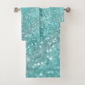 Aqua Blauwgroen Ocean Glitter #1 Bad Handdoek (Insitu)