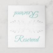 Aqua Blauwgroen op Witte Elegante Bruiloft Gereser Plaatskaartje (Buitenkant ongevouwen)