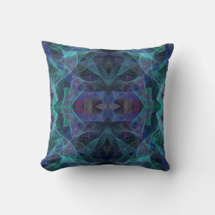 Aqua, Blauwgroen, Paars, groen Abstract loods Kussen