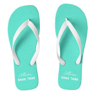 Aqua Blauwgroen Persoonlijk Bride Tribe Bacheloret Teenslippers