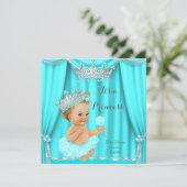 Aqua Blauwgroen Prinses Baby shower Silver Blonde Kaart (Staand voorkant)