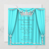Aqua Blauwgroen Prinses Baby shower Silver Blonde Kaart (Achterkant)