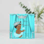 Aqua Blauwgroen Prinses Baby shower Silver Ethnic Kaart (Staand voorkant)
