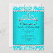 Aqua Blauwgroen Quinceanera 15e verjaardag Tiara Kaart (Voorkant)