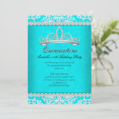 Aqua Blauwgroen Quinceanera 15e verjaardag Tiara Kaart (Staand voorkant)