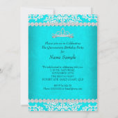 Aqua Blauwgroen Quinceanera 15e verjaardag Tiara Kaart (Achterkant)