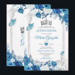 Aqua Blauwgroen Quinceañera Zilveren Kroon 15 Anos Kaart<br><div class="desc">Aqua Blauwgroen Quinceañera Silver Crown Mexican Invitation Mis Quince 15 Anos,  16e Verjaardag, </div>