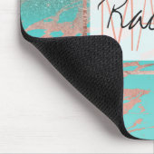 Aqua Blauwgroen Roos Gold Glitter Marble Ombre Mon Muismat (Hoek)