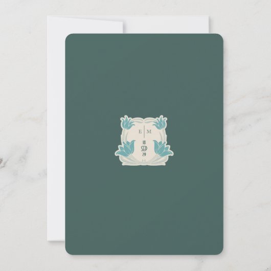 Aqua Blauwgroen Roze Art Nouveau-Deco Fusion Vinta Kaart (Achterkant)