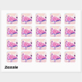 aqua blauwgroen roze flamingo glitter florida tamp vierkante sticker (Vel)