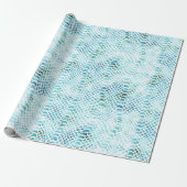 Aqua Blauwgroen Snake Print Cadeaupapier (Uitgerold)