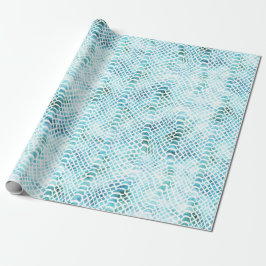 Aqua Blauwgroen Snake Print Cadeaupapier