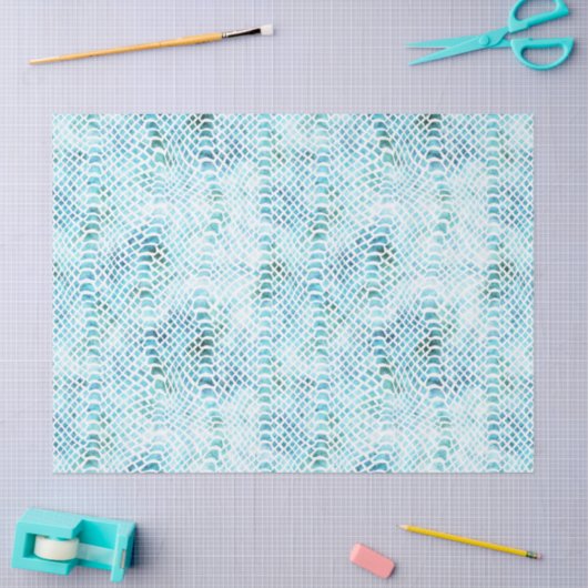Aqua Blauwgroen Snake Print Tissuepapier (Craft)