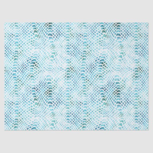 Aqua Blauwgroen Snake Print Tissuepapier (Voorkant)