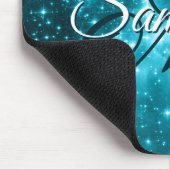 Aqua Blauwgroen Sparkly Stars Celestial Fancy Mono Muismat (Hoek)