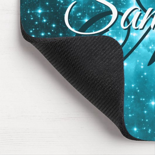 Aqua Blauwgroen Sparkly Stars Celestial Fancy Mono Muismat (Hoek)