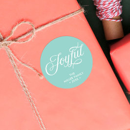 Aqua Blauwgroen Stijlvolle Cursieve Vrolijke Vakan Ronde Sticker