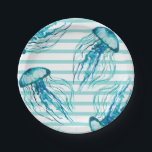 Aqua Blauwgroen Stripes Waterverf Jellyfish Papieren Bordje<br><div class="desc">Aqua Blauwgroen Stripes Waterverf Jellyfish design voor strandpartij of poolpartij die deze uitnodiging aanpast http://www.zazzle.com/teal_stripes_watercolor_jellyfish_beach_party_4_25x5_5_paper_invitation_card-256196187123738892</div>