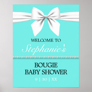 Aqua Blauwgroen Tiffany Baby shower Welkomstbord Poster
