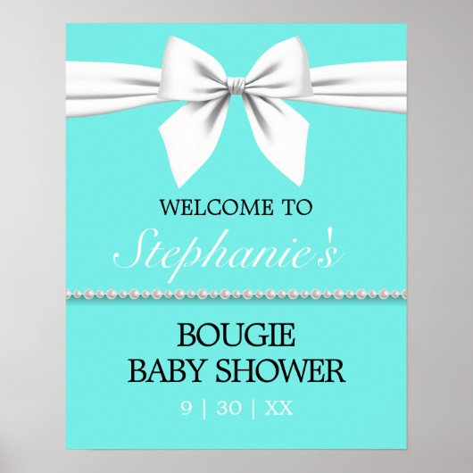 Aqua Blauwgroen Tiffany Baby shower Welkomstbord Poster (Voorkant)