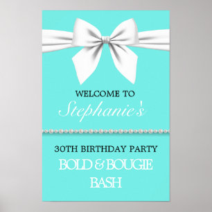Aqua Blauwgroen Tiffany Thema Party Welkomstbord Poster
