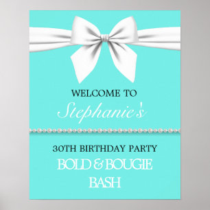 Aqua Blauwgroen Tiffany Verjaardagsfeestje Welkoms Poster
